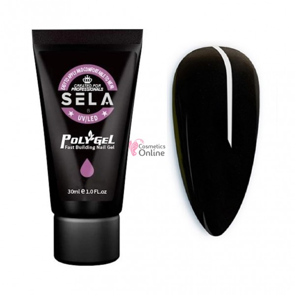 PolyGel UV LED pentru unghii false SELA Profesional de 30ml Cod 178 Negru (Black)